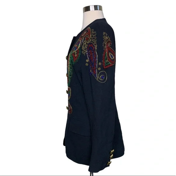 Vintage Lillie Rubin Exclusive Black Heavily Beaded Wool Bead Embellished Jacket - Picture 8 of 14